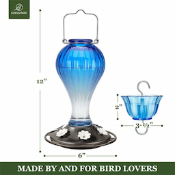 Blue Kingsyard 24oz Leak Proof Glass Hummingbird Feeder with Ant Moat 4 Blue Kingsyard 24oz Leak Proof Glass Hummingbird Feeder with Ant Moat 4