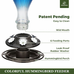 Blue Kingsyard 24oz Leak Proof Glass Hummingbird Feeder with Ant Moat 5 Blue Kingsyard 24oz Leak Proof Glass Hummingbird Feeder with Ant Moat 5