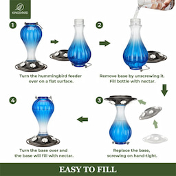 Blue Kingsyard 24oz Leak Proof Glass Hummingbird Feeder with Ant Moat 6 Blue Kingsyard 24oz Leak Proof Glass Hummingbird Feeder with Ant Moat 6