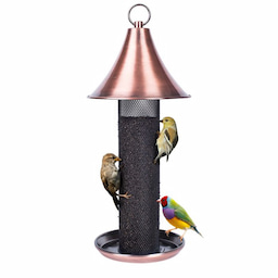 Kingsyard Metal Tube Bird Feeder with Copper Roof 2 Kingsyard Metal Tube Bird Feeder with Copper Roof 2