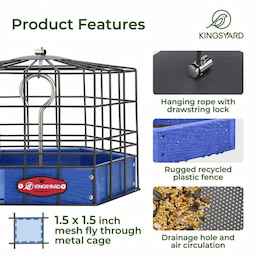 Blue Kingsyard Squirrel-Proof Platform Hanging Bird Feeder 5 Blue Kingsyard Squirrel-Proof Platform Hanging Bird Feeder 5