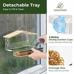 Kingsyard Window Hummingbird Feeder with Detachable Tray 4 Kingsyard Window Hummingbird Feeder with Detachable Tray 4