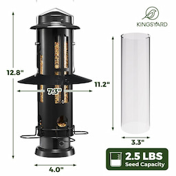 Black Kingsyard Squirrel Proof Pro Bird Feeder 3 Black Kingsyard Squirrel Proof Pro Bird Feeder 3
