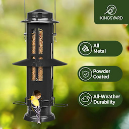 Black Kingsyard Squirrel Proof Pro Bird Feeder 7 Black Kingsyard Squirrel Proof Pro Bird Feeder 7