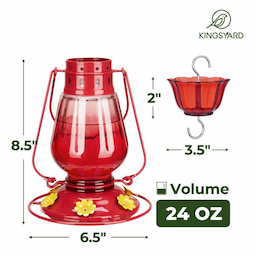 Kingsyard Lamp-shaped Glass Hummingbird Feeder 3 Kingsyard Lamp-shaped Glass Hummingbird Feeder 3