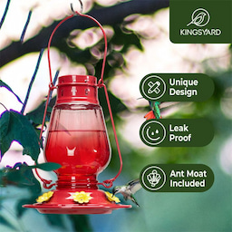 Kingsyard Lamp-shaped Glass Hummingbird Feeder 6 Kingsyard Lamp-shaped Glass Hummingbird Feeder 6