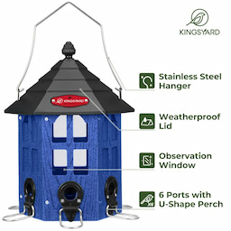 Blue Kingsyard Wild Bird Feeder for Outside Hanging 4 Blue Kingsyard Wild Bird Feeder for Outside Hanging 4