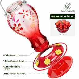 Kingsyard 26oz Leak Proof Glass Hummingbird Feeders with Ant Moat 5 Kingsyard 26oz Leak Proof Glass Hummingbird Feeders with Ant Moat 5