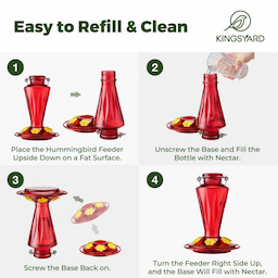 Kingsyard 16oz Glass Hummingbird Feeder with Ant & Bee Proof 5 Kingsyard 16oz Glass Hummingbird Feeder with Ant & Bee Proof 5