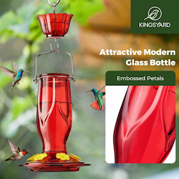 Kingsyard 16oz Glass Hummingbird Feeder 6 Ports with Ant Moat 6 Kingsyard 16oz Glass Hummingbird Feeder 6 Ports with Ant Moat 6