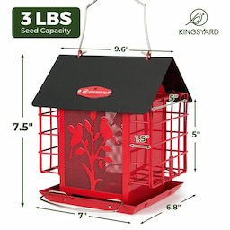 Kingsyard Double Suet Hopper Bird Feeder With Rainproof Roof 3 Kingsyard Double Suet Hopper Bird Feeder With Rainproof Roof 3