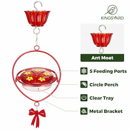 Red Kingsyard Oval Shape Tray Hummingbird Feeder with Ant Moat 3 Red Kingsyard Oval Shape Tray Hummingbird Feeder with Ant Moat 3