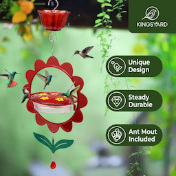 Kingsyard Floral Shape Tray Hummingbird Feeder with Ant Moat 7 Kingsyard Floral Shape Tray Hummingbird Feeder with Ant Moat 7