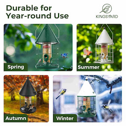 Silver Kingsyard Caged Squirrel Proof Tube Bird Feeder with Rainproof Dome 8 Silver Kingsyard Caged Squirrel Proof Tube Bird Feeder with Rainproof Dome 8