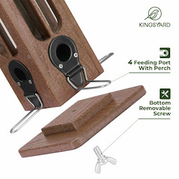 Brown Kingsyard Rainproof Tube Feeder with 4 Ports 4 Brown Kingsyard Rainproof Tube Feeder with 4 Ports 4