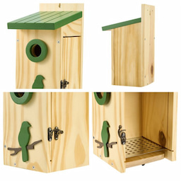 Kingsyard Wooden Bluebird House with 1.5'' Hole and Bird Pattern 3 Kingsyard Wooden Bluebird House with 1.5'' Hole and Bird Pattern 3