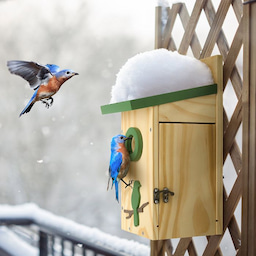 Kingsyard Wooden Bluebird House with 1.5'' Hole and Bird Pattern 5 Kingsyard Wooden Bluebird House with 1.5'' Hole and Bird Pattern 5