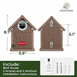 Brown Kingsyard Weatherproof Wooden Bluebird House with 1.5'' Hole 3 Brown Kingsyard Weatherproof Wooden Bluebird House with 1.5'' Hole 3