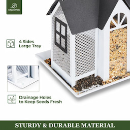 Kingsyard Metal House Bird Feeder with Large Tray 5 Kingsyard Metal House Bird Feeder with Large Tray 5