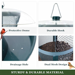 Kingsyard Dual-Use Metal Mesh Wild Bird Feeder with Weatherproof Dome 6 Kingsyard Dual-Use Metal Mesh Wild Bird Feeder with Weatherproof Dome 6
