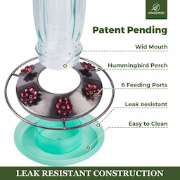 Green Kingsyard 16oz Glass Hummingbird Feeder With Ant Moat 4 Green Kingsyard 16oz Glass Hummingbird Feeder With Ant Moat 4