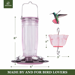 Pink Kingsyard 16oz Glass Hummingbird Feeder With Ant Moat 3 Pink Kingsyard 16oz Glass Hummingbird Feeder With Ant Moat 3
