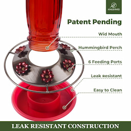 Red Kingsyard 16oz Glass Hummingbird Feeder With Ant Moat 4 Red Kingsyard 16oz Glass Hummingbird Feeder With Ant Moat 4