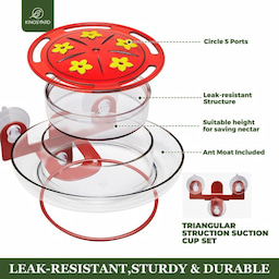 Kingsyard 8oz Plastic Window Hummingbird Feeder with Ant Moat 7 Kingsyard 8oz Plastic Window Hummingbird Feeder with Ant Moat 7