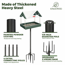 Kingsyard Recycled Plastic Wild Bird Feeders with Adjustable Height Pole Kit 4 Kingsyard Recycled Plastic Wild Bird Feeders with Adjustable Height Pole Kit 4