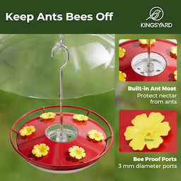 Kingsyard 12oz Tray Hummingbird Feeder with Weatherproof Dome & Ant Moat 7 Kingsyard 12oz Tray Hummingbird Feeder with Weatherproof Dome & Ant Moat 7