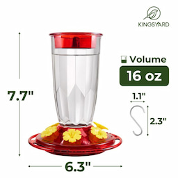 Kingsyard 16oz Plastic Hummingbird Feeder with Bee & Ant Proof 3 Kingsyard 16oz Plastic Hummingbird Feeder with Bee & Ant Proof 3