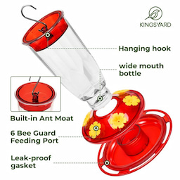Kingsyard 16oz Plastic Hummingbird Feeder with Bee & Ant Proof 4 Kingsyard 16oz Plastic Hummingbird Feeder with Bee & Ant Proof 4