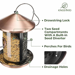 Kingsyard Dual Chamber Chew-Proof Metal Bird Feeder 4 Kingsyard Dual Chamber Chew-Proof Metal Bird Feeder 4