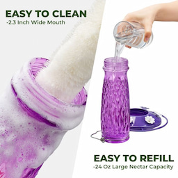 Purple Kingsyard 24oz Glass Hummingbird Feeder with Ant Moat 5 Purple Kingsyard 24oz Glass Hummingbird Feeder with Ant Moat 5