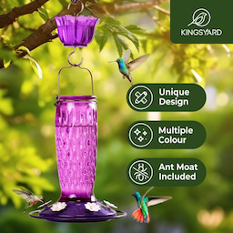 Purple Kingsyard 24oz Glass Hummingbird Feeder with Ant Moat 8 Purple Kingsyard 24oz Glass Hummingbird Feeder with Ant Moat 8