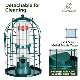 Kingsyard Caged Squirrel Proof Tube Feeder with Rainproof Design 4 Kingsyard Caged Squirrel Proof Tube Feeder with Rainproof Design 4