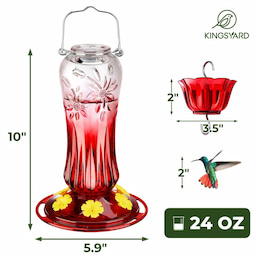 Kingsyard 24oz Glass Hummingbird Feeder with Ant Moat 3 Kingsyard 24oz Glass Hummingbird Feeder with Ant Moat 3