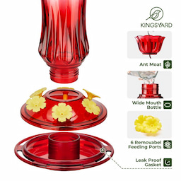 Kingsyard 24oz Glass Hummingbird Feeder with Ant Moat 4 Kingsyard 24oz Glass Hummingbird Feeder with Ant Moat 4