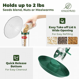 Dark Green Kingsyard Weatherproof Metal Tube Feeder with Dome 4 Dark Green Kingsyard Weatherproof Metal Tube Feeder with Dome 4