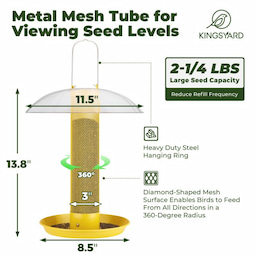 Kingsyard Finch Feeder with Weather Dome & Seed Tray 3 Kingsyard Finch Feeder with Weather Dome & Seed Tray 3