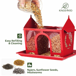 Kingsyard Weatherproof Metal Mesh Hopper Bird Feeder 4 Kingsyard Weatherproof Metal Mesh Hopper Bird Feeder 4