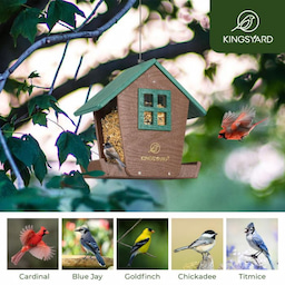 Kingsyard Recycled Plastic Hopper Bird Feeder with Weatherproof Roof 4 Kingsyard Recycled Plastic Hopper Bird Feeder with Weatherproof Roof 4