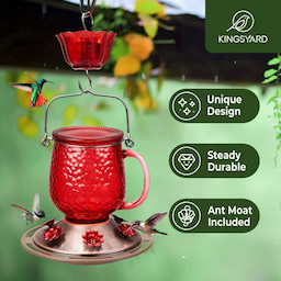 Kingsyard 16oz Bee & Ant Proof Glass Hummingbird Feeders 7 Kingsyard 16oz Bee & Ant Proof Glass Hummingbird Feeders 7