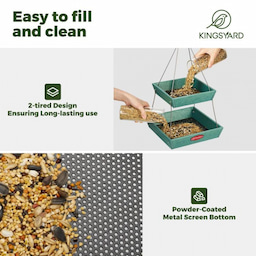 Kingsyard Large Capacity 2-Tier Platform Bird Feeder 4 Kingsyard Large Capacity 2-Tier Platform Bird Feeder 4