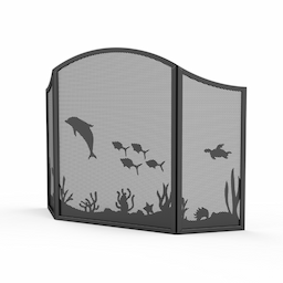 Kingsyard 3 Panel Ocean Theme Metal Fireplace Screen 2 Kingsyard 3 Panel Ocean Theme Metal Fireplace Screen 2
