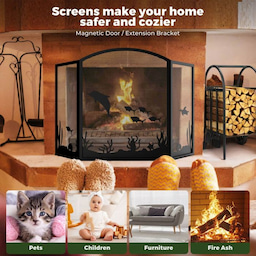 Kingsyard 3 Panel Ocean Theme Metal Fireplace Screen 5 Kingsyard 3 Panel Ocean Theme Metal Fireplace Screen 5