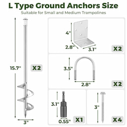 Kingsyard 20" Multi-Purpose Ground Anchors Screw 2 or 4 Pack 4 Kingsyard 20" Multi-Purpose Ground Anchors Screw 2 or 4 Pack 4