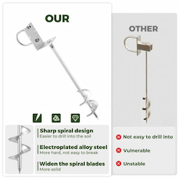 Kingsyard 20" Multi-Purpose Ground Anchors Screw 2 or 4 Pack 9 Kingsyard 20" Multi-Purpose Ground Anchors Screw 2 or 4 Pack 9