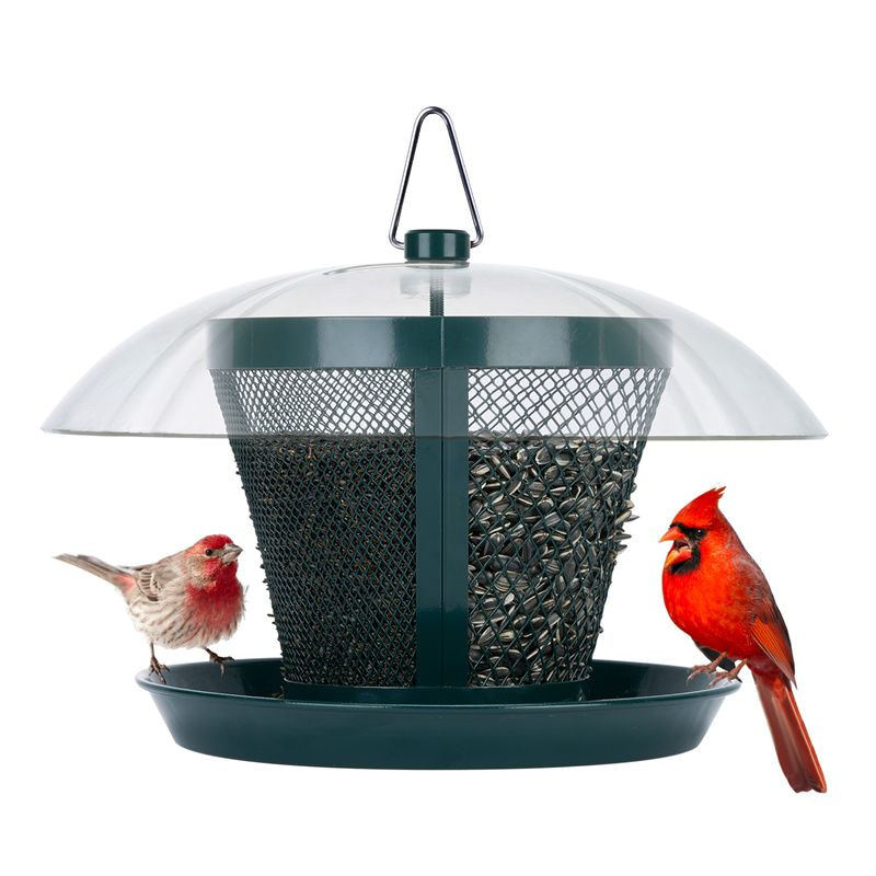 Kingsyard Dual-Use Metal Mesh Wild Bird Feeder with Weatherproof Dome