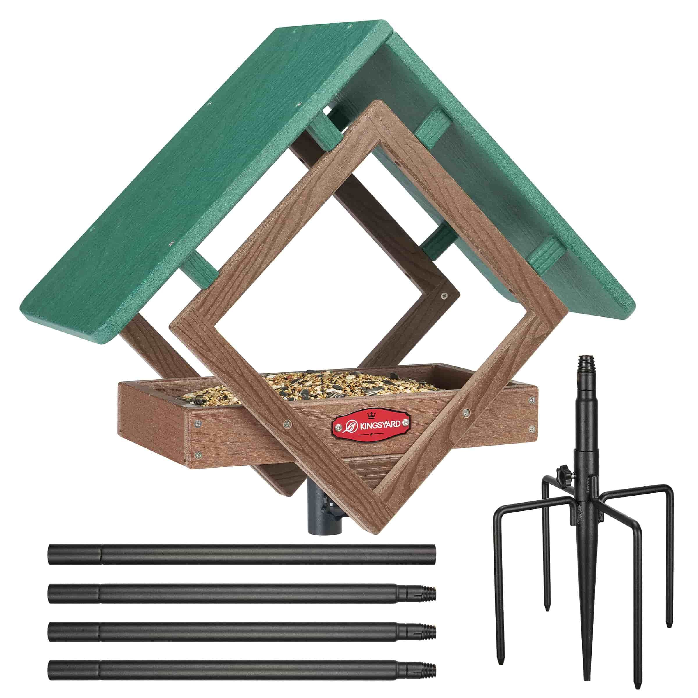 Kingsyard Adjustable Platform Metal Mesh Tray Bird Feeder